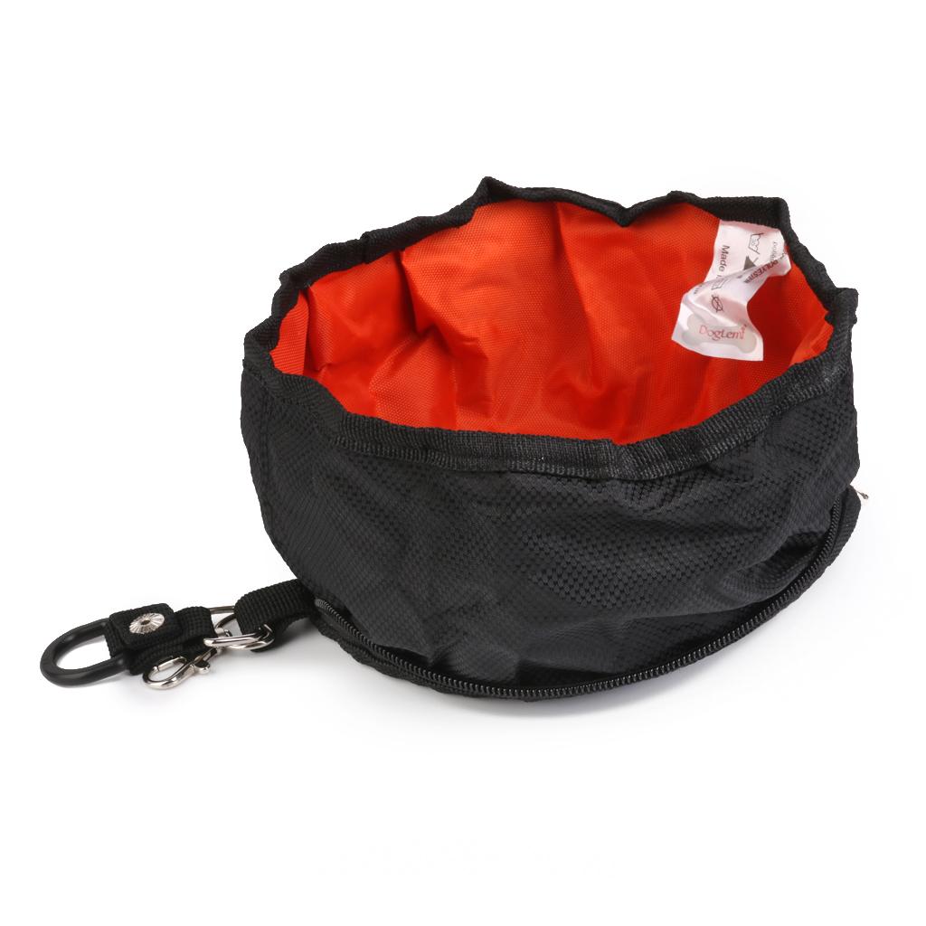 Pet Dog Cat Bowl Water Food Fold Up Portable Travel Waterproof 1100ML Black