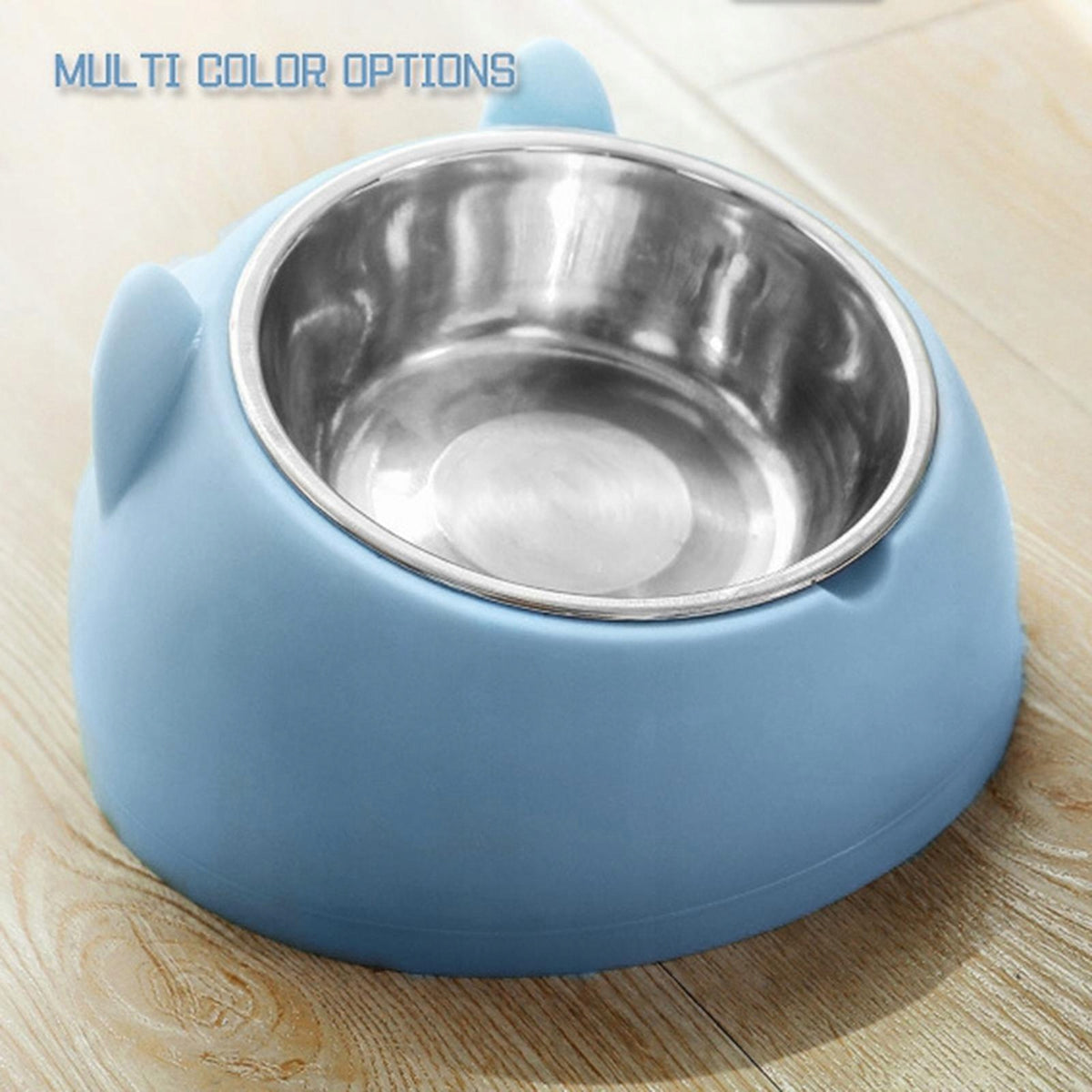 Pet Feeder Elevated Non Slip Metal Feeder, Inclined Elevated Container Blue