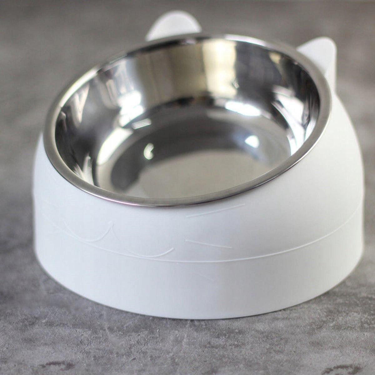 Pet Feeder Elevated Non Slip Metal Feeder, Inclined Elevated White