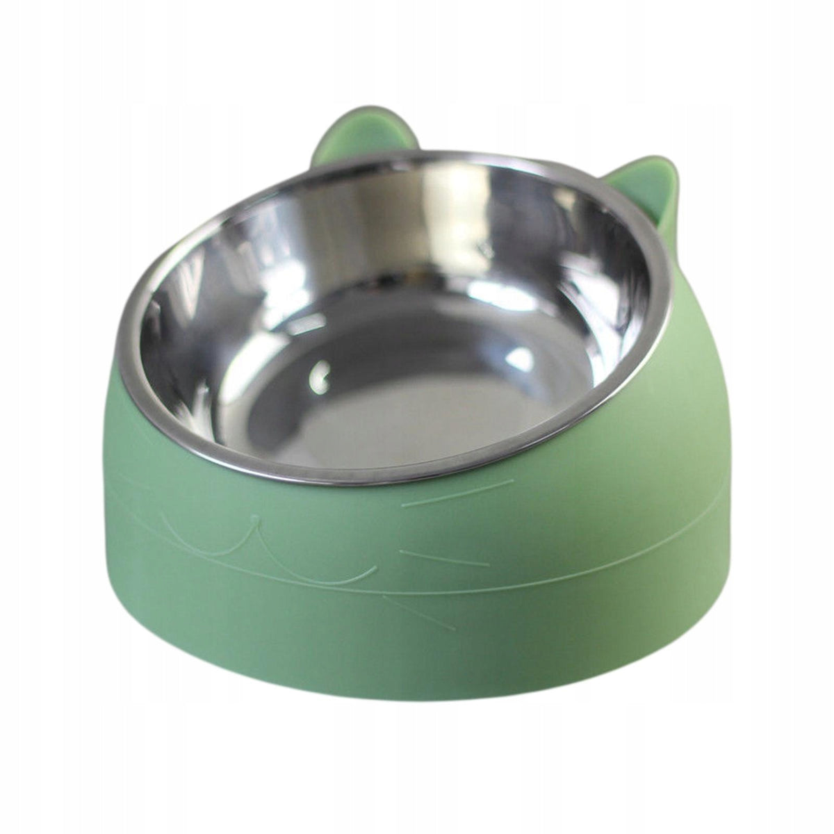 Pet Feeder Raised Neck Protective Bowl Non Slip Water Food Feeder Green