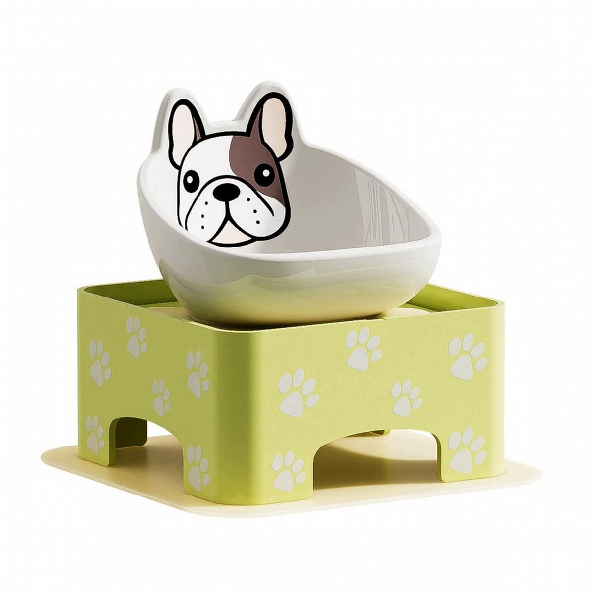 Pet Feeding Stand with Ceramic Bowl Tilted Adjustable Raised Pet Feeder for