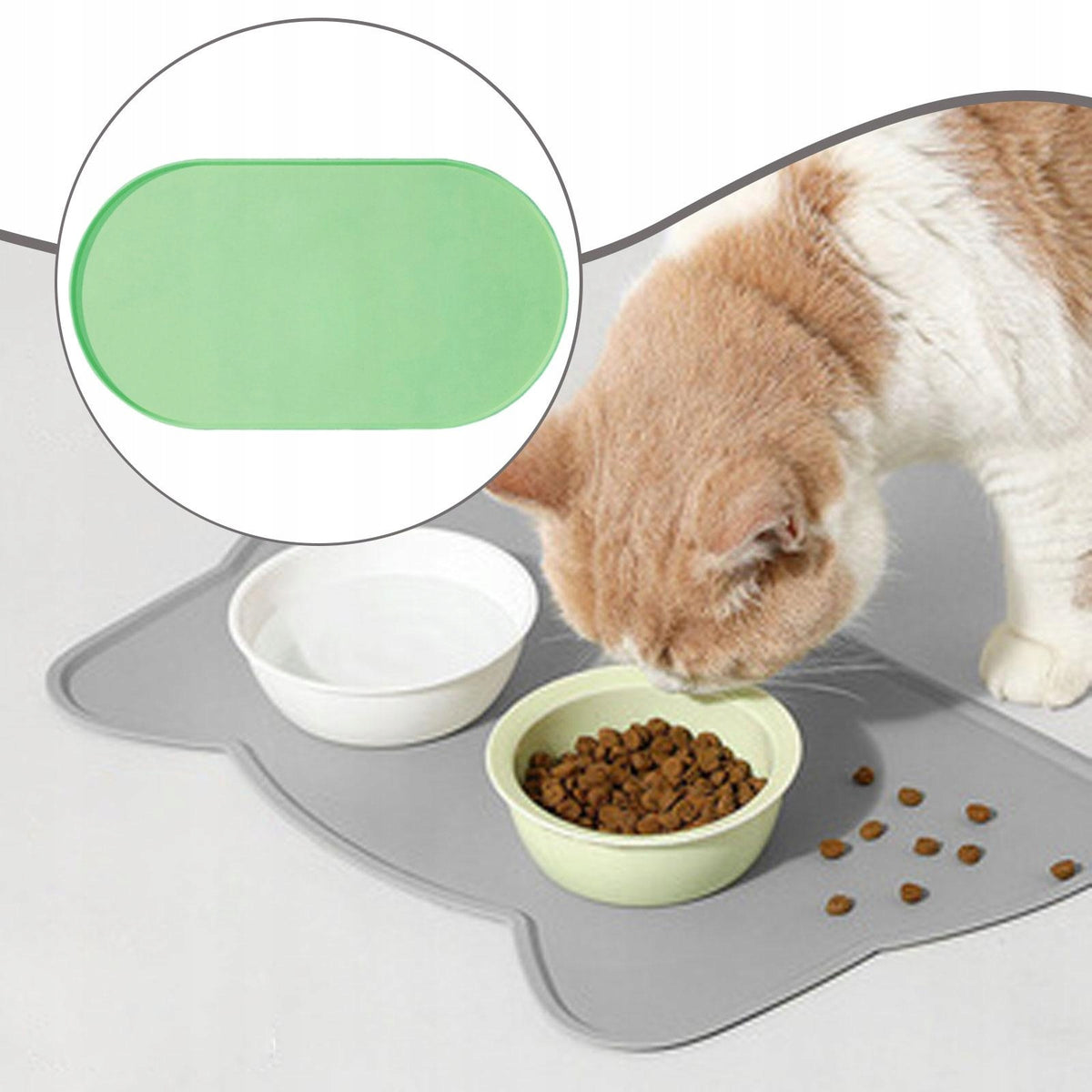 Pet Food Mat, Silicone Mat for Dogs And Cats, Non Slip Bowl, Floor Green