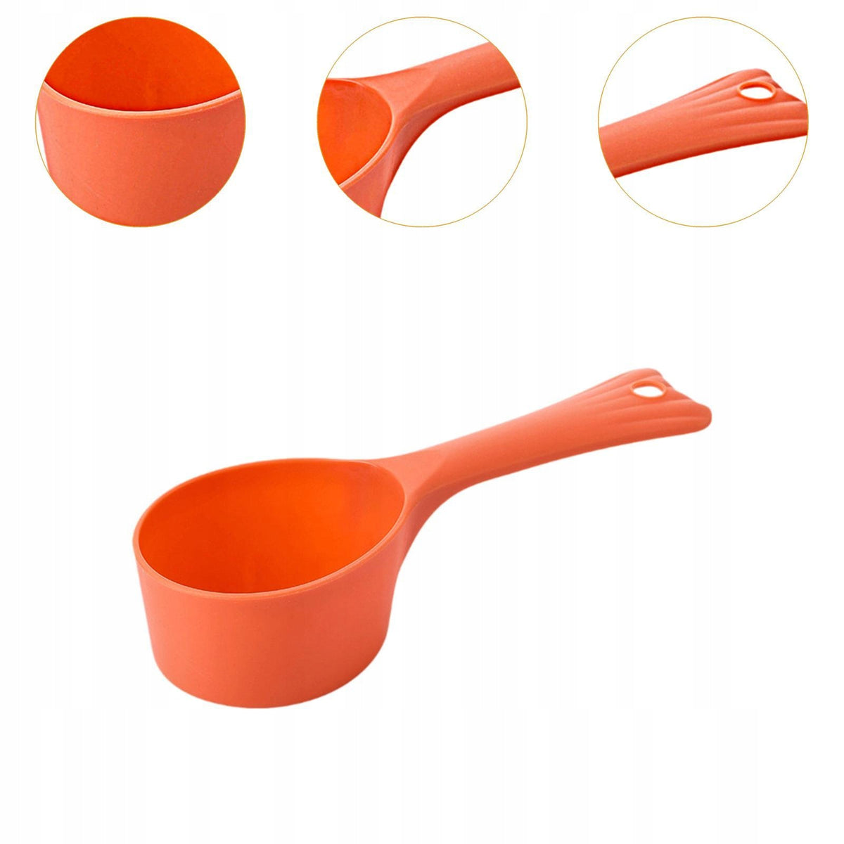 Pet Food Spoon with A Hanging Hole Measuring Scoop for Rabbits Cats Orange Packaging status original