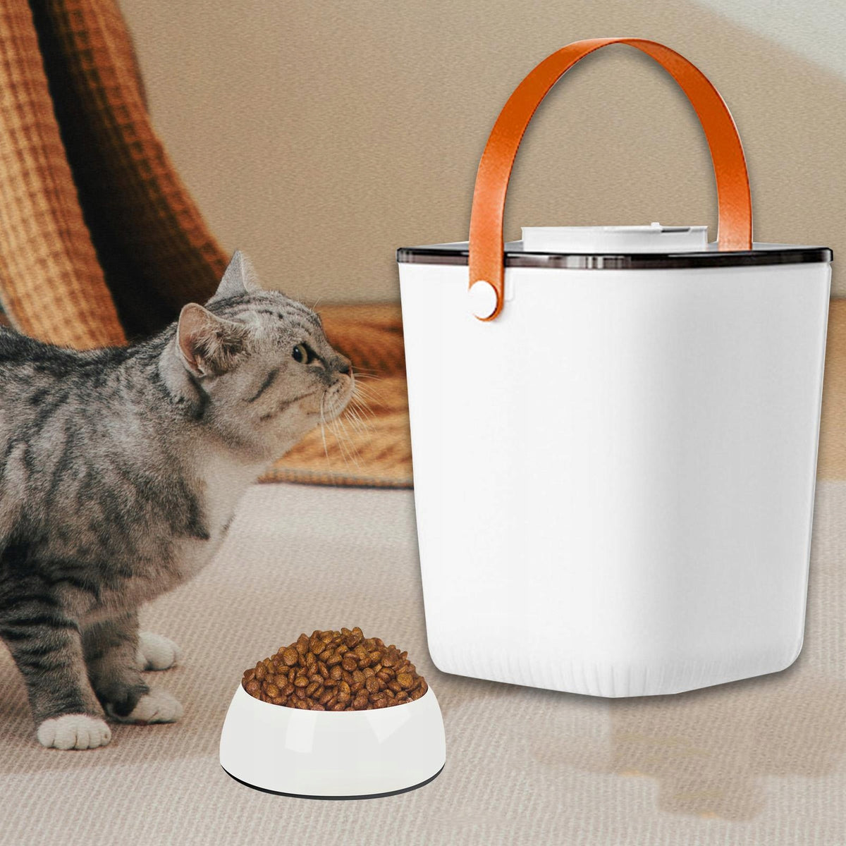 Pet Food Storage Container Vacuum Sealed Fresh Keeping Translucent White