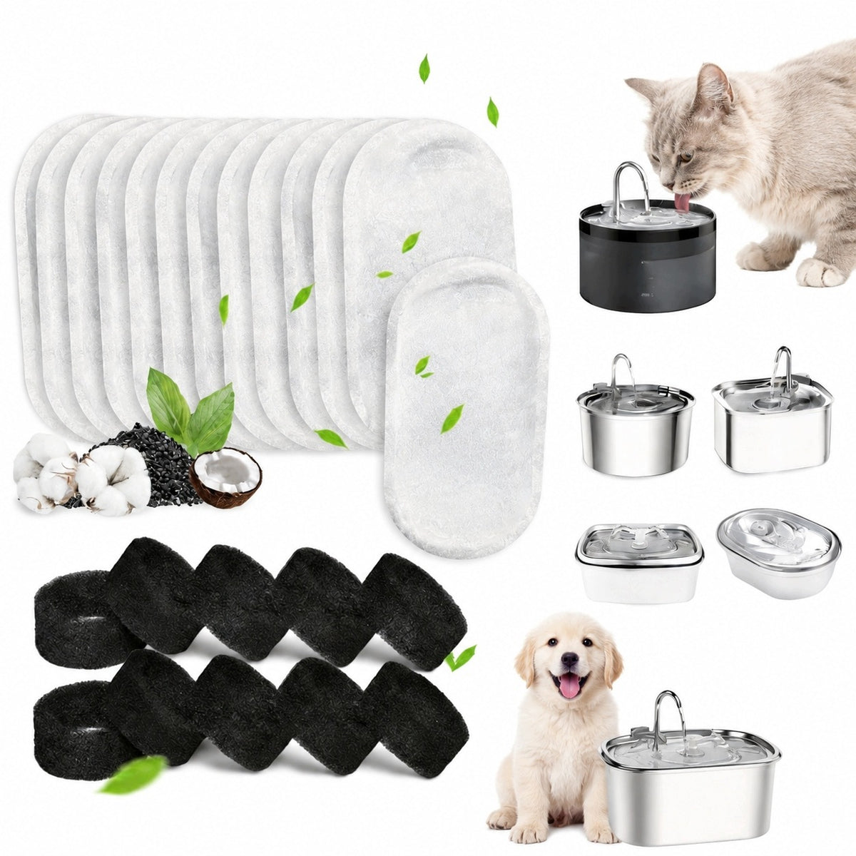 Pet Fountain Filters 20 Pieces with Activated Carbon