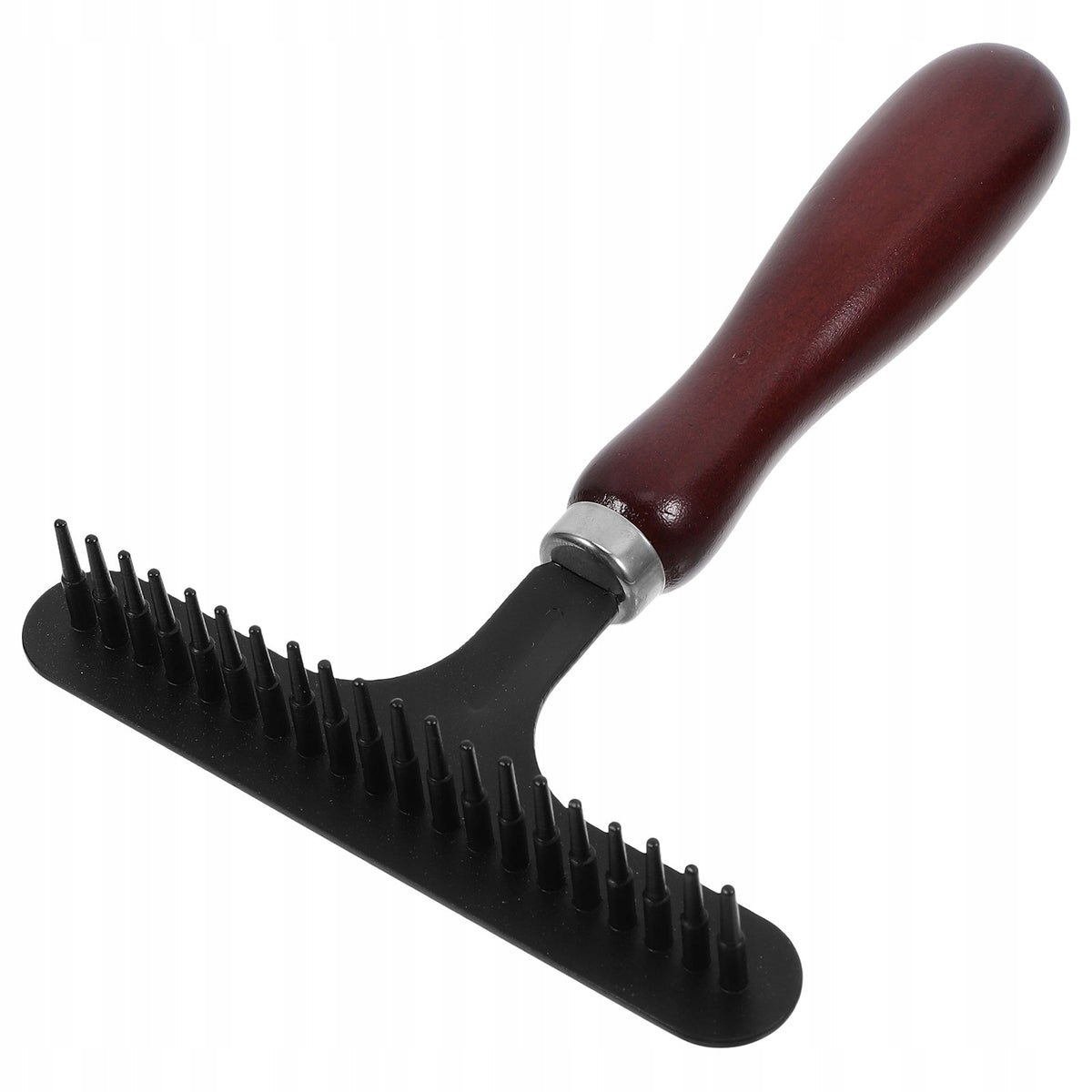 Pet Grooming Comb with Wooden Handle and Stainless Steel Teeth, Red Color