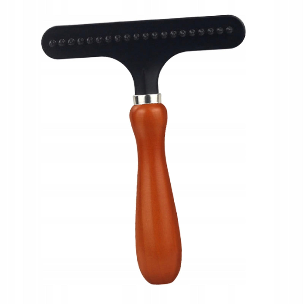 Pet Grooming Rake Wooden Handle Professional Cleaning Tool Single Row Pins Packaging status original