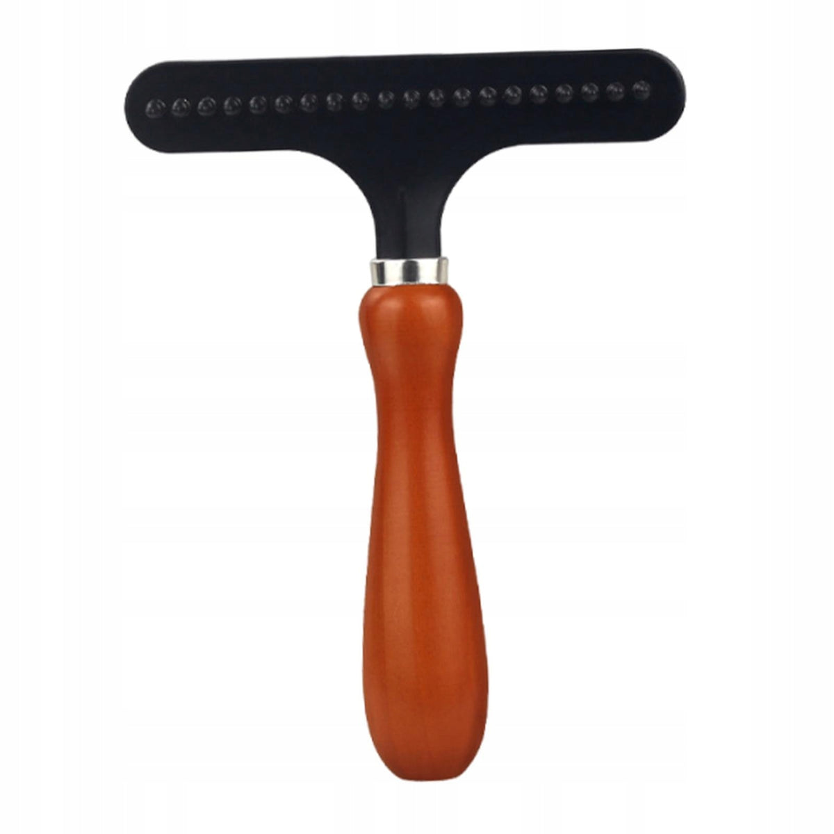 Pet Grooming Rake Wooden Handle Professional Cleaning Tool Single Row Pins