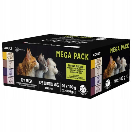 Pet Republic MEGA PACK wet cat food 4 flavors sachet 40x100g