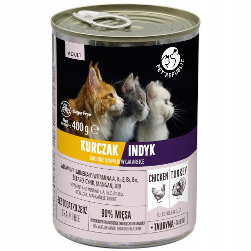Pet Republic for cats pieces in jelly with chicken and turkey 400g