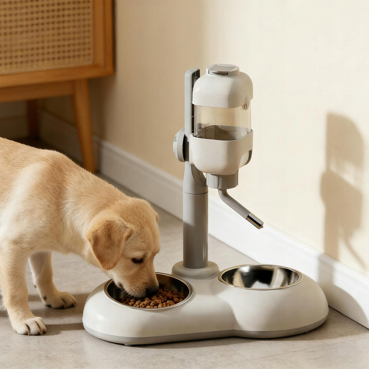 Pet Standing Water Dispenser Automatic Food Feeder for Rabbits brown