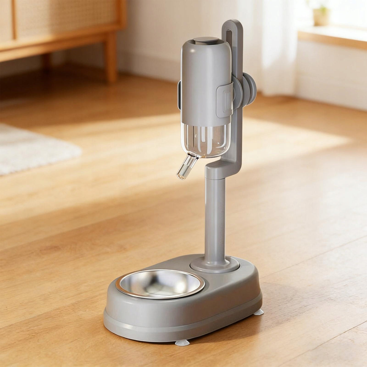 Pet Standing Water Dispenser Automatic Food Feeder for Small Animal gray