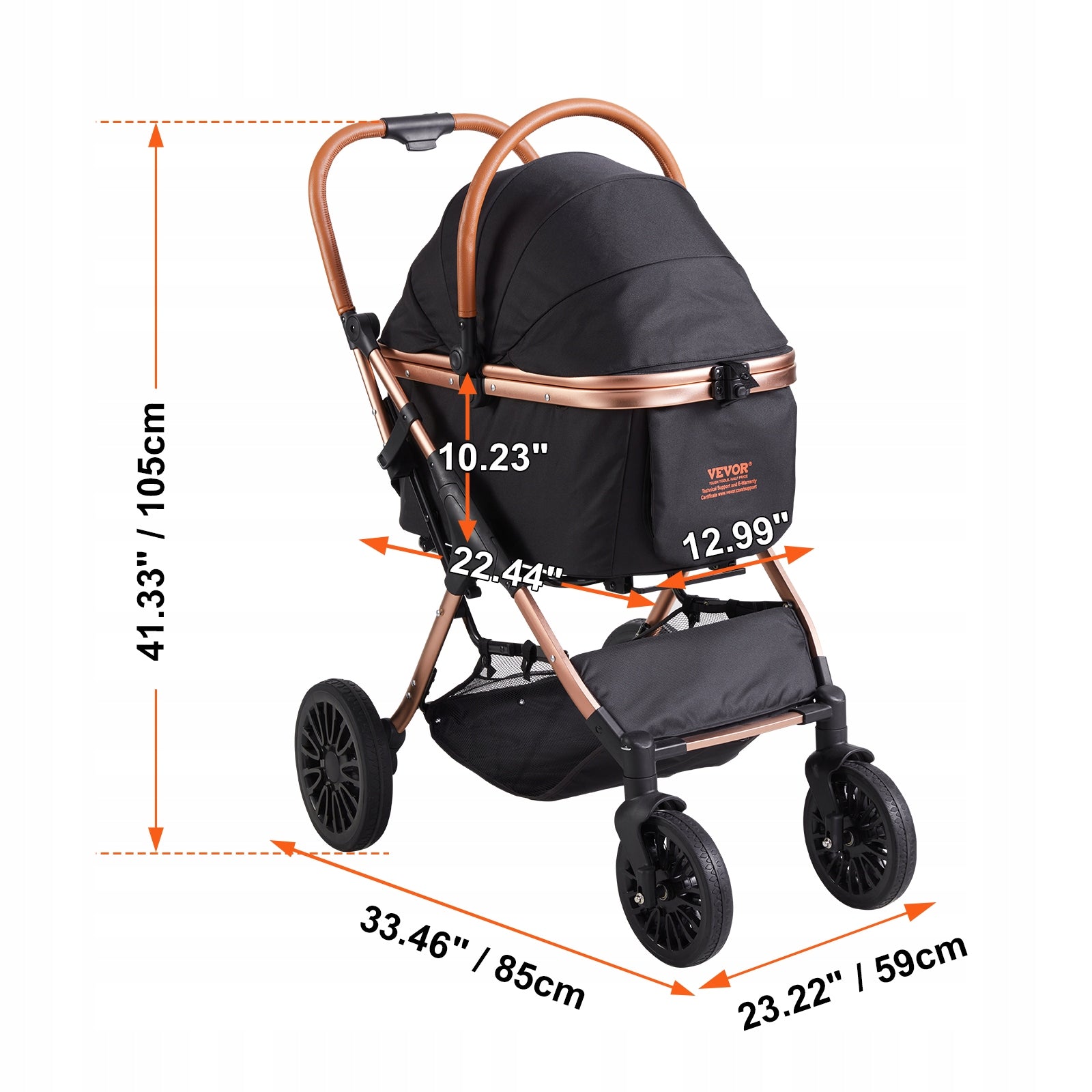 Pet Stroller 4 Wheels Rotate Brakes 29.9kg Capacity Detachable Black Manufacturer code CWTCCGK4QDHDT793EV0