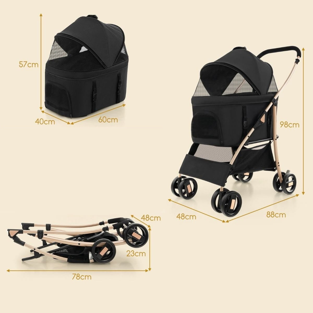 Pet Stroller with Car Seat Pet Transporter Brand Costway
