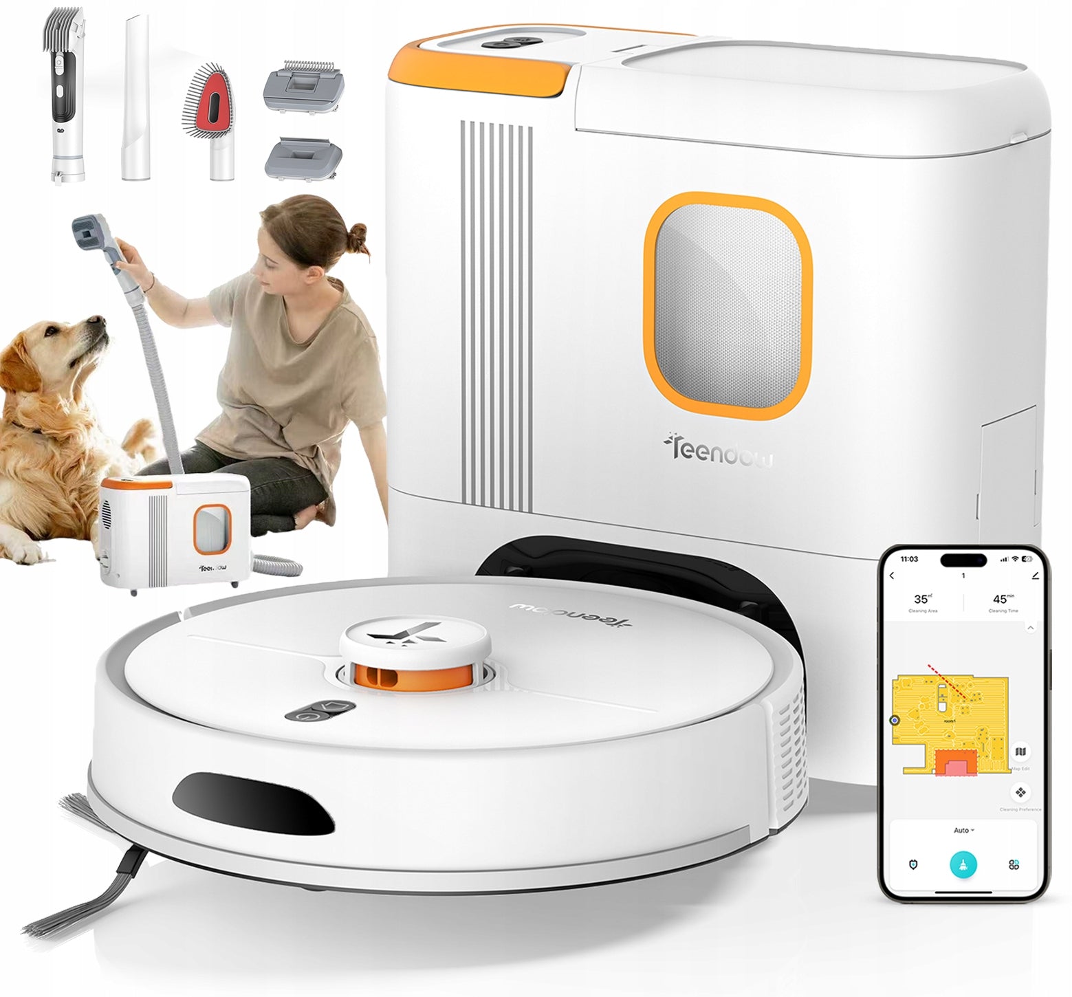 Pet Sweeper 3in1 Cleaning Robots 6000Pa Teendow D20S Max+ APP