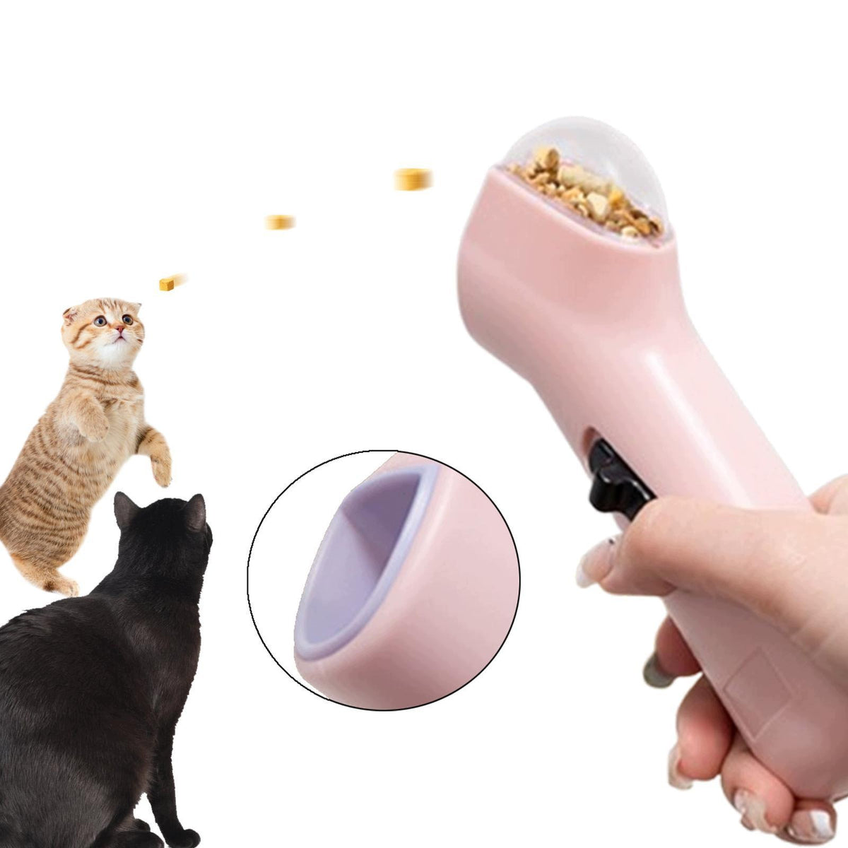 Pet Treat Launcher Lightweight Handheld Easy to Use Dog Toy Exercise Pink