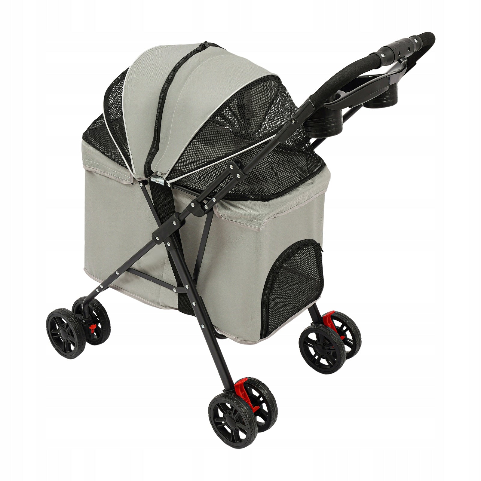 Pet Trolley, Pet Stroller, Grey Foldable Carrier for Cat & Dog, 62*50*98cm Color gray