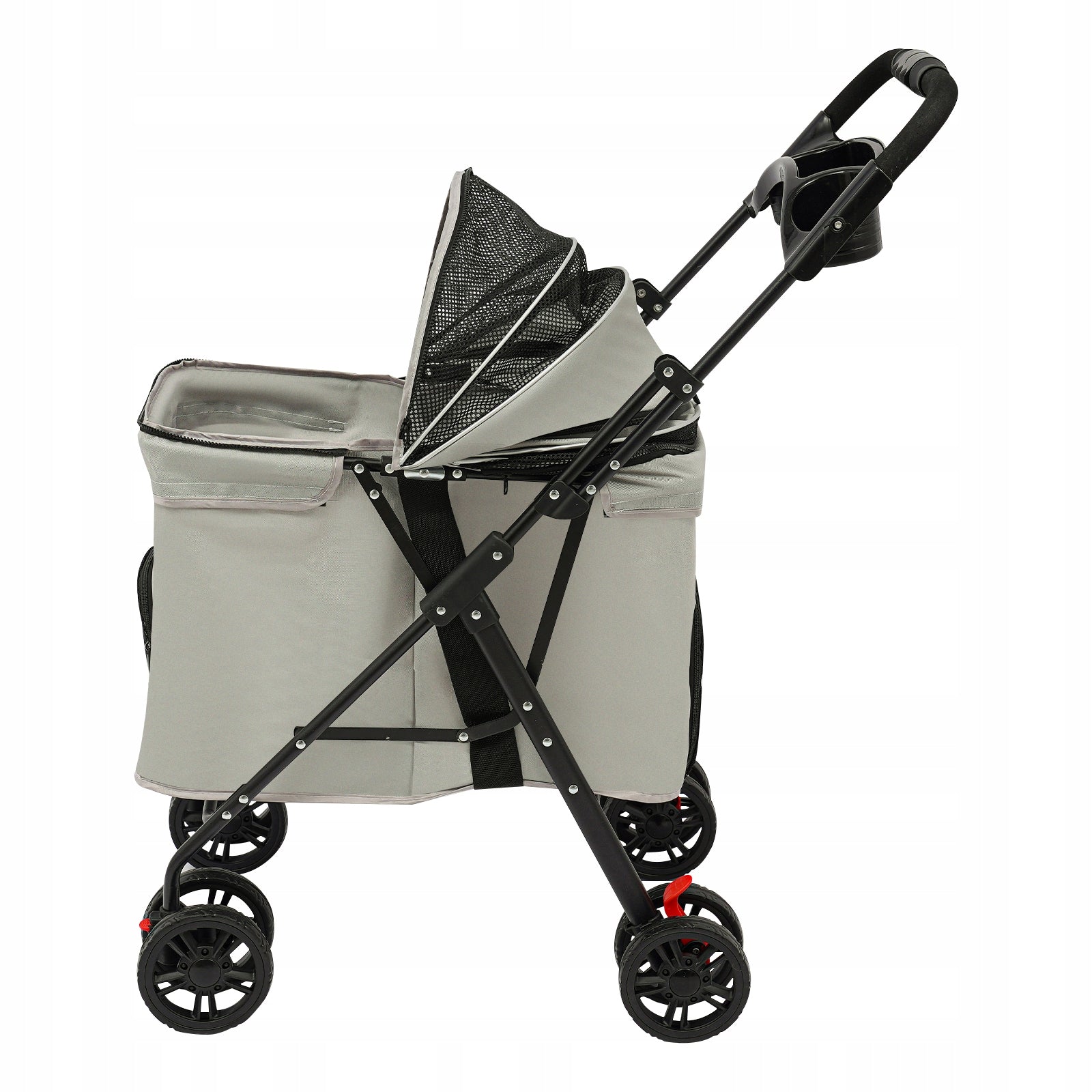 Pet Trolley, Pet Stroller, Grey Foldable Carrier for Cat & Dog, 62*50*98cm Main material metal