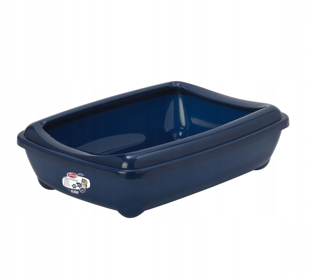 PetNova CAT LIFE KITTYTRAY Cat litter box open with frame navy blue size L