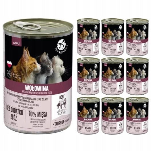 PetRepublic wet cat food PIECES OF MEAT IN SAUCE beef 10x400G