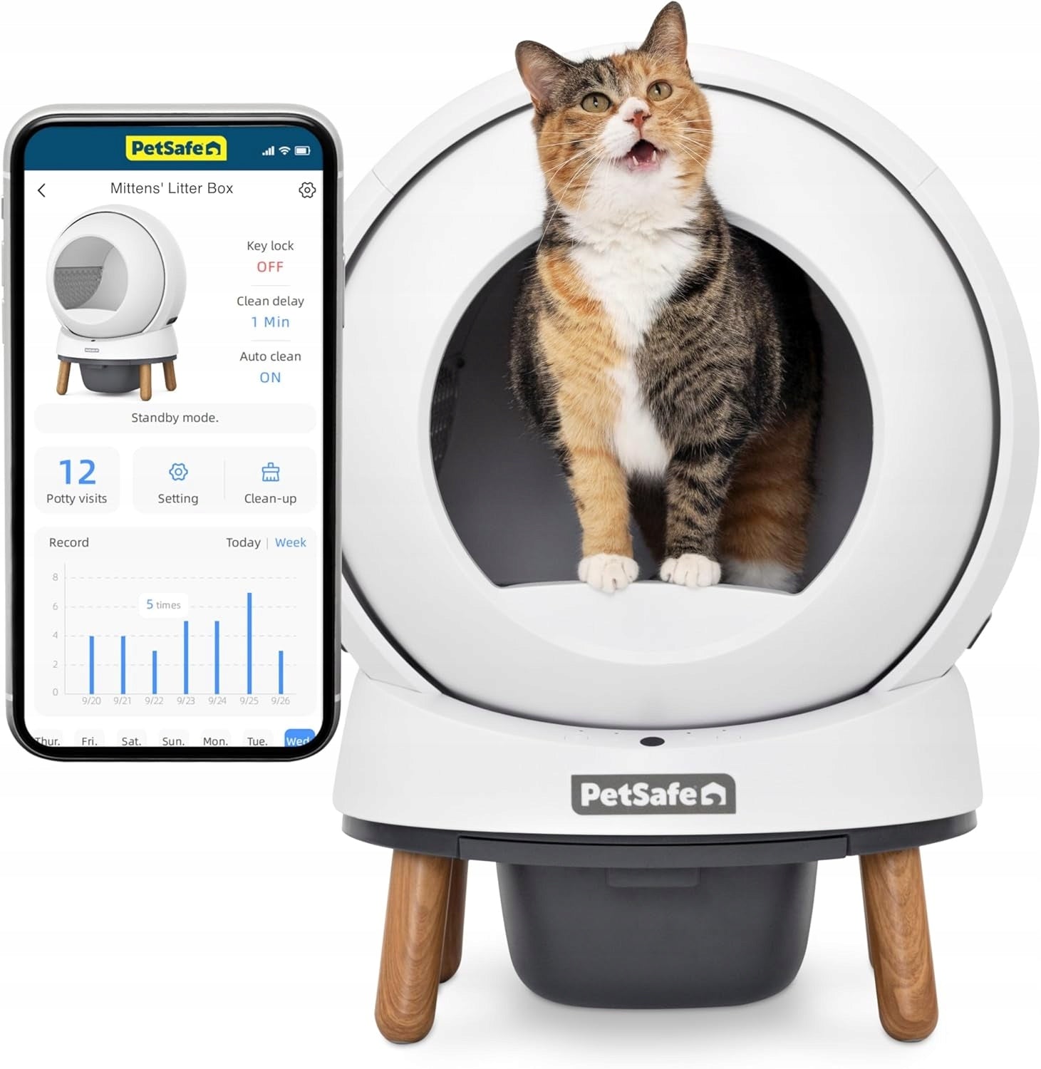 PetSafe SmartSpin Litter Box self-cleaning litter box for cat, app Kind closed litter box