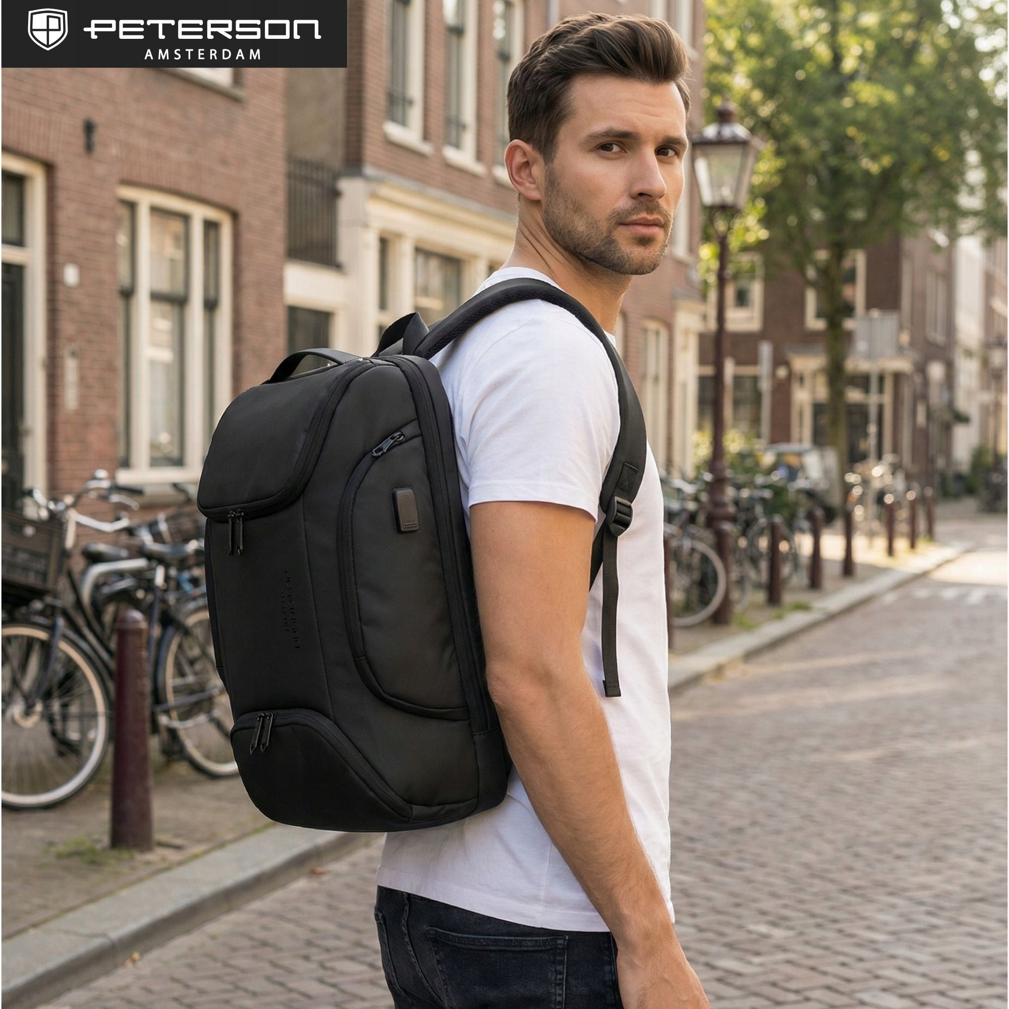 Peterson City Laptop Backpack for Tablet with USB Charging Port Packaging status original