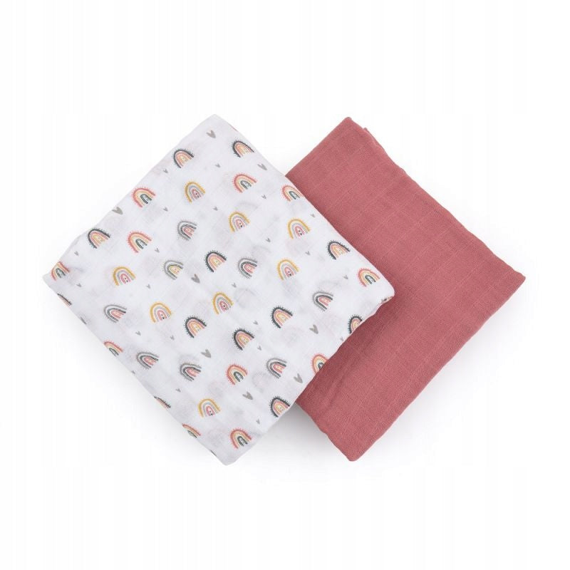 Petite&Mars MUSLIN SWADDLE 120x120cm 2pcs Rose Kind muslin