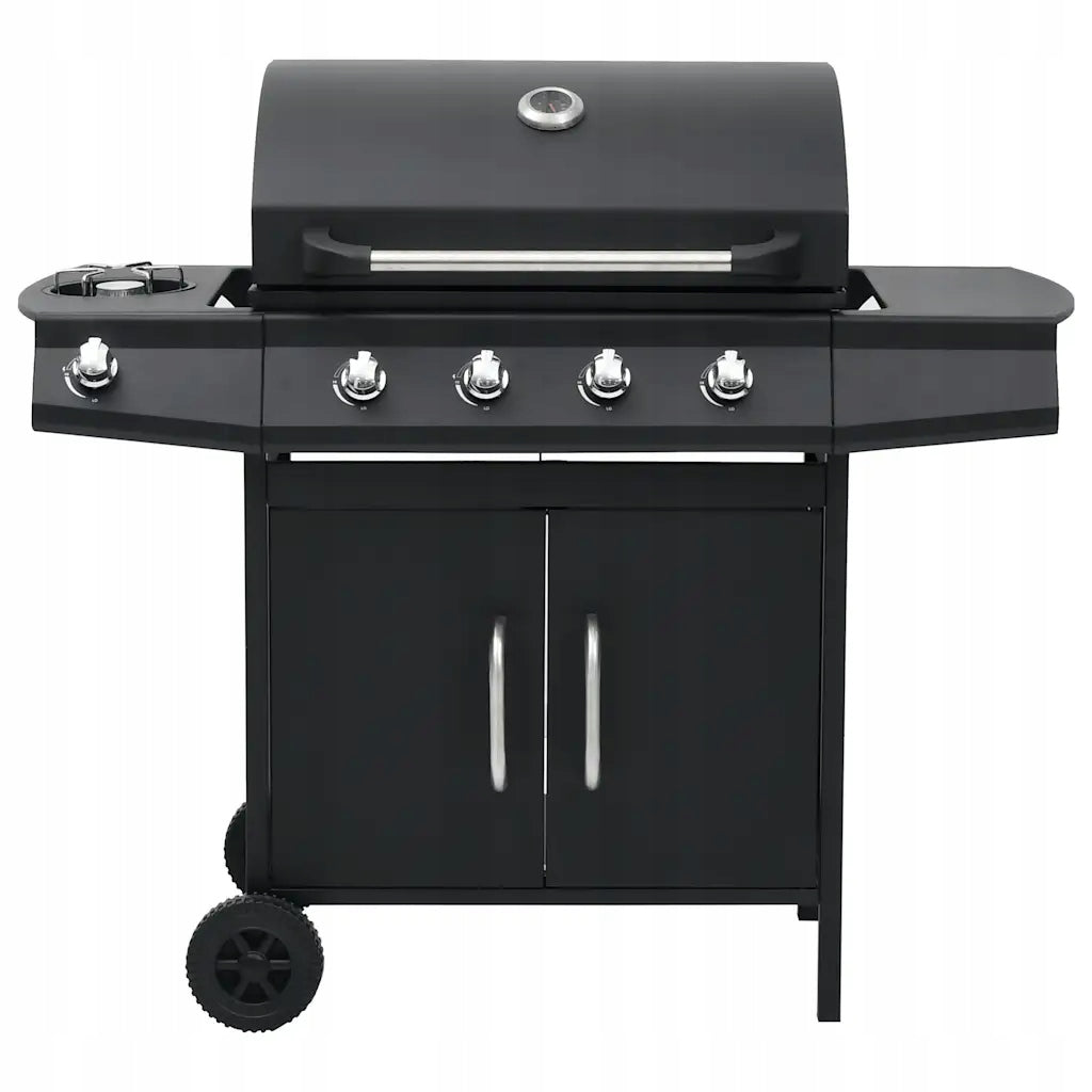 Petrashop Plynový gril 4+1 hořáky černý ocel Černý 310105 Brand VidaXL