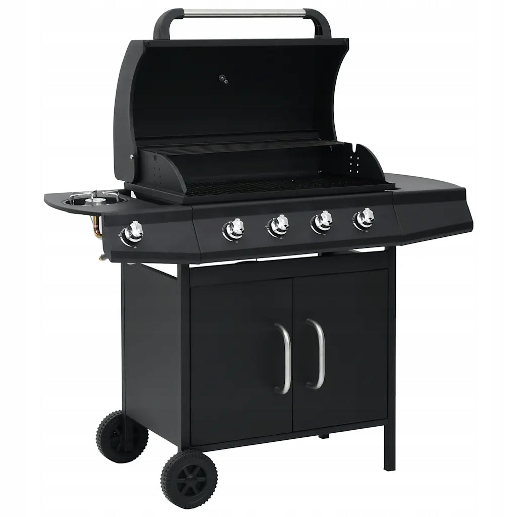 Petrashop Plynový gril 4+1 hořáky černý ocel Černý 310105