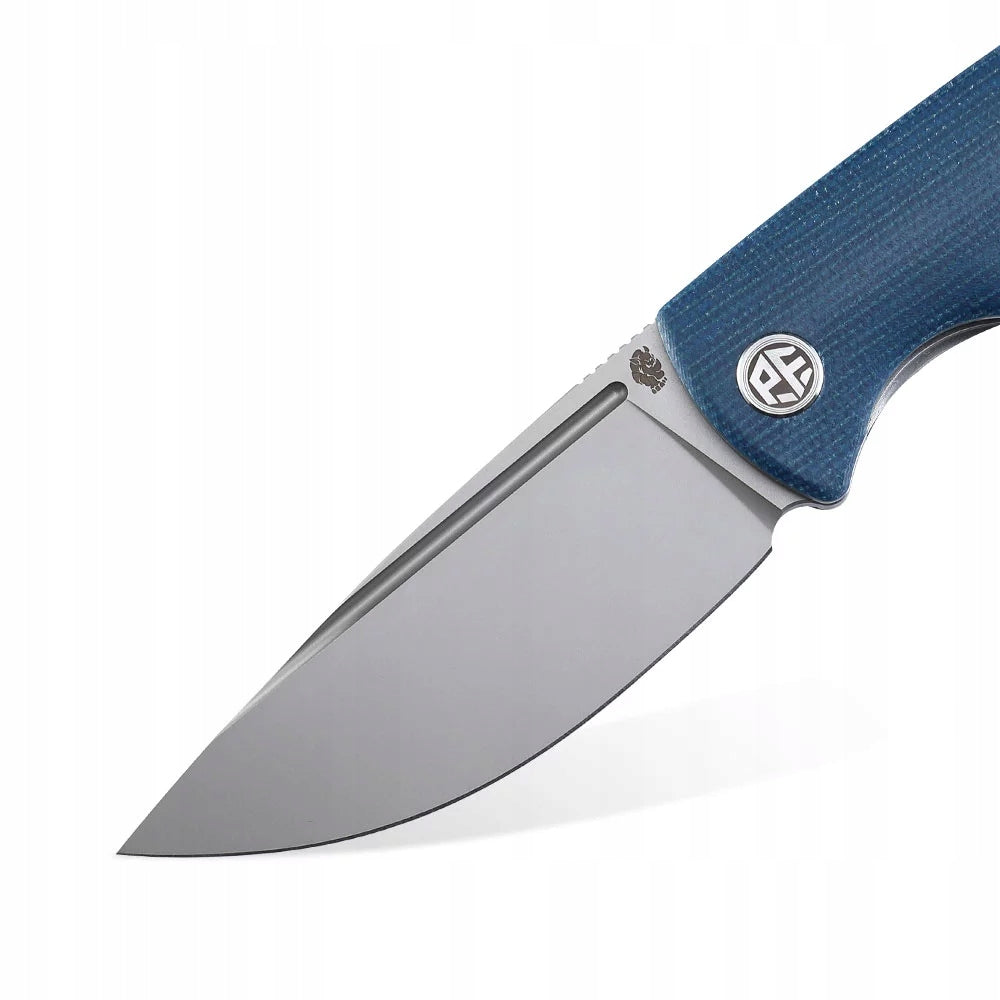 Petrified Fish Beluga PF-P01 BMP Blue Micarta folding knife Manufacturer code PF-P01BMP