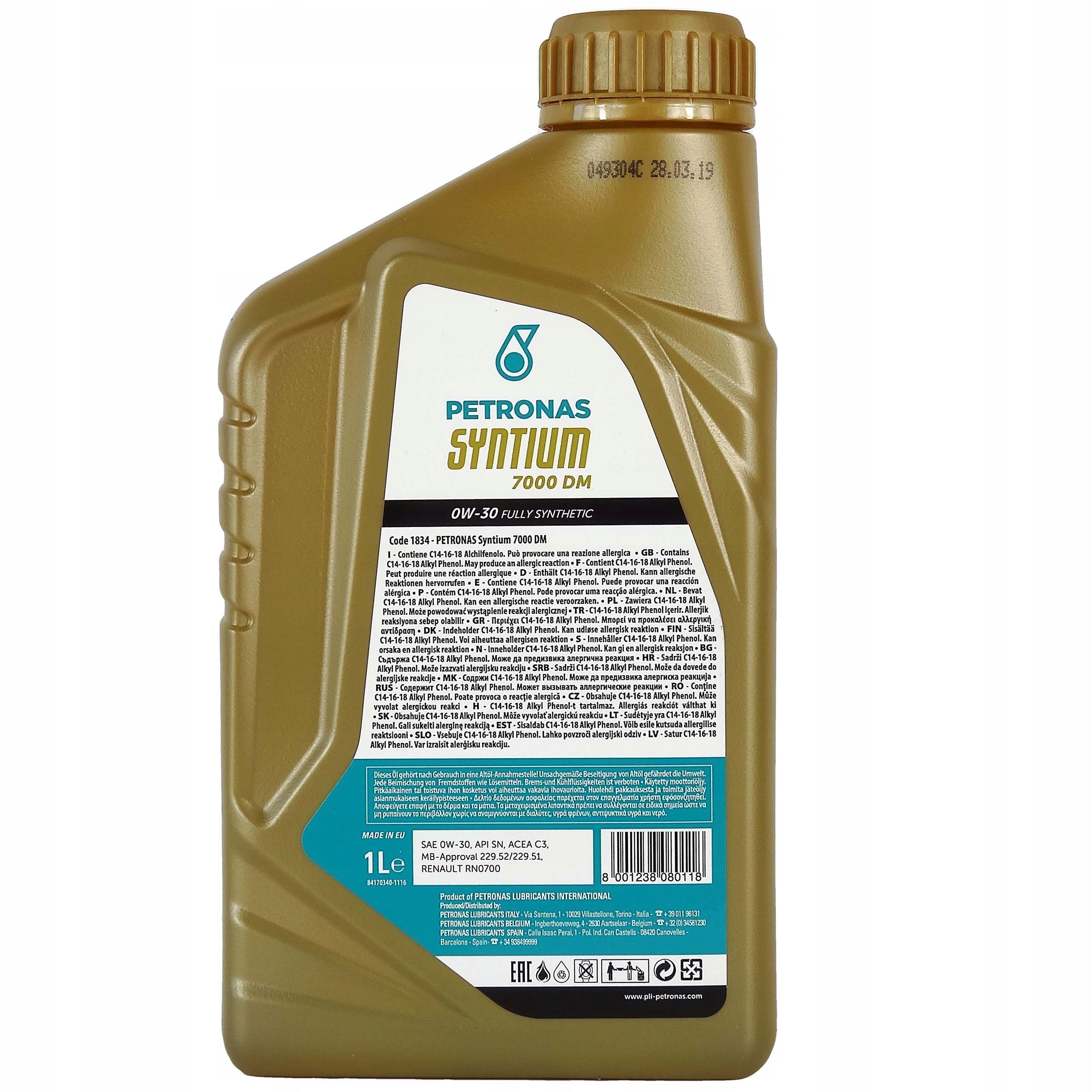 Petronas Syntium 7000 DM 0W-30 Motoröl, 1L 
