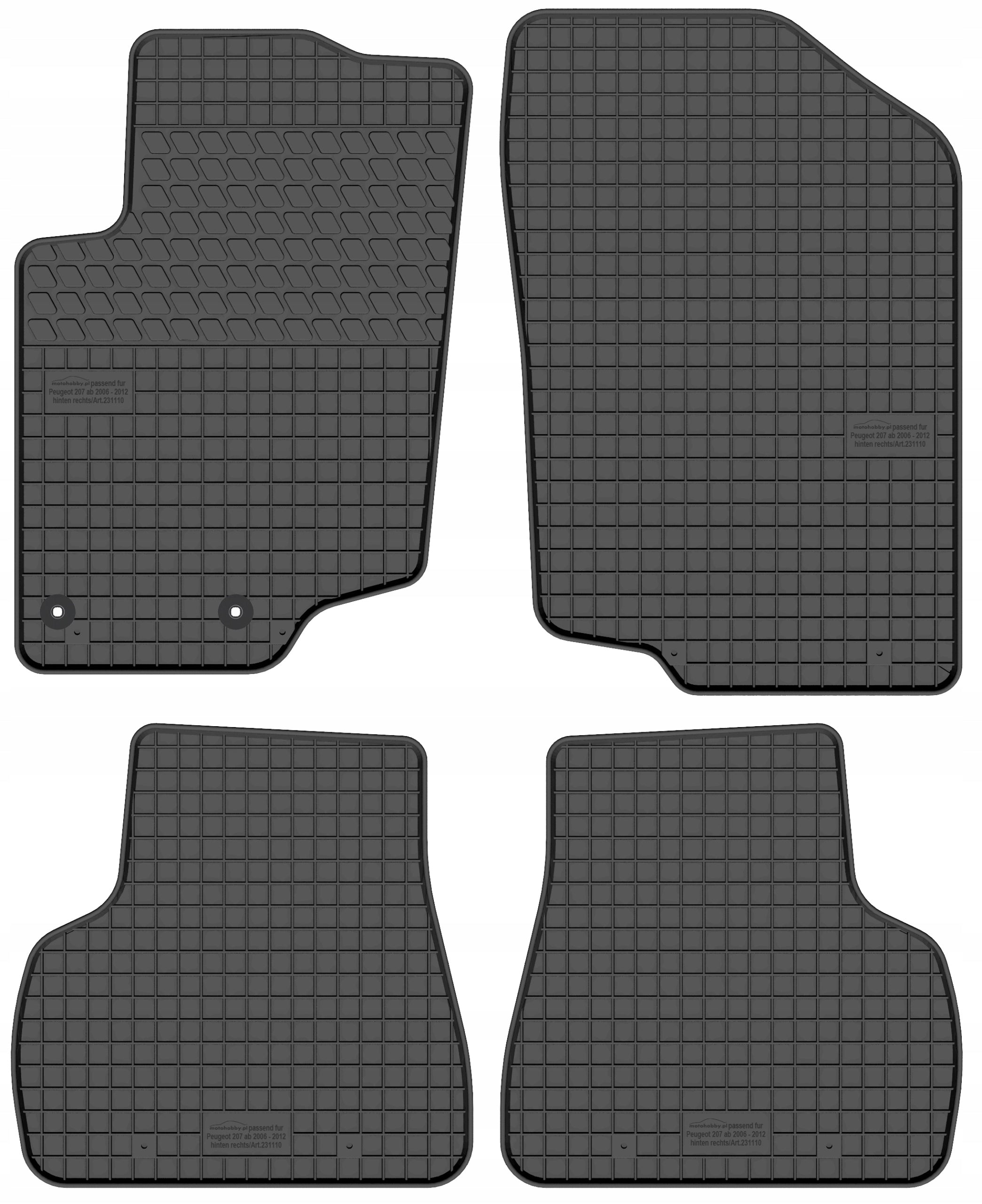 Peugeot 207 since 2006-2012. Rubber mats for car