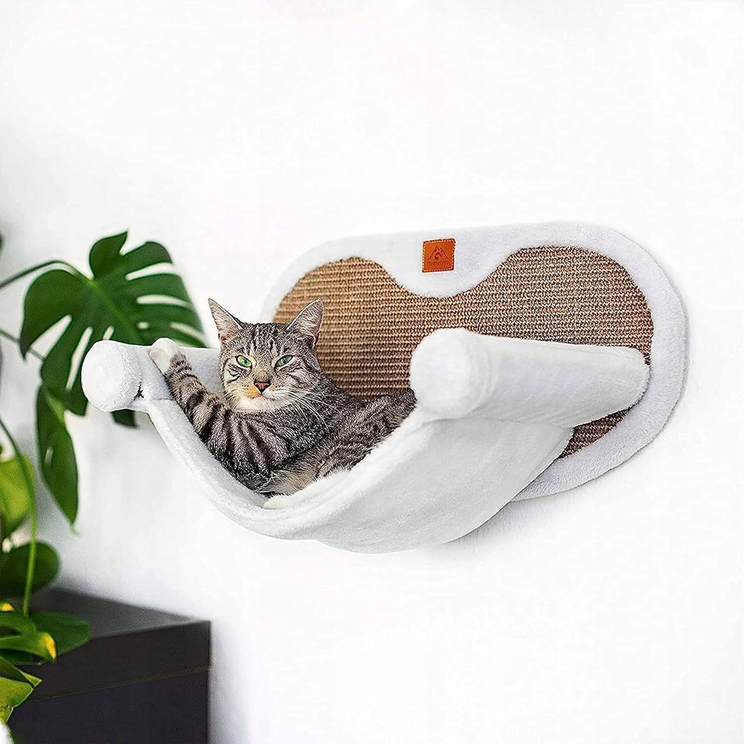 Pfotenolymp Wall Hammock for Cat Couch Scratcher up to 10 kg White
