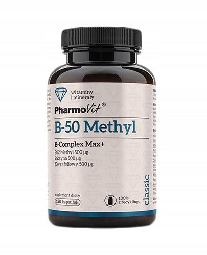 PharmoVit B-50 Methyl B-Complex Max+, 120 kaps.