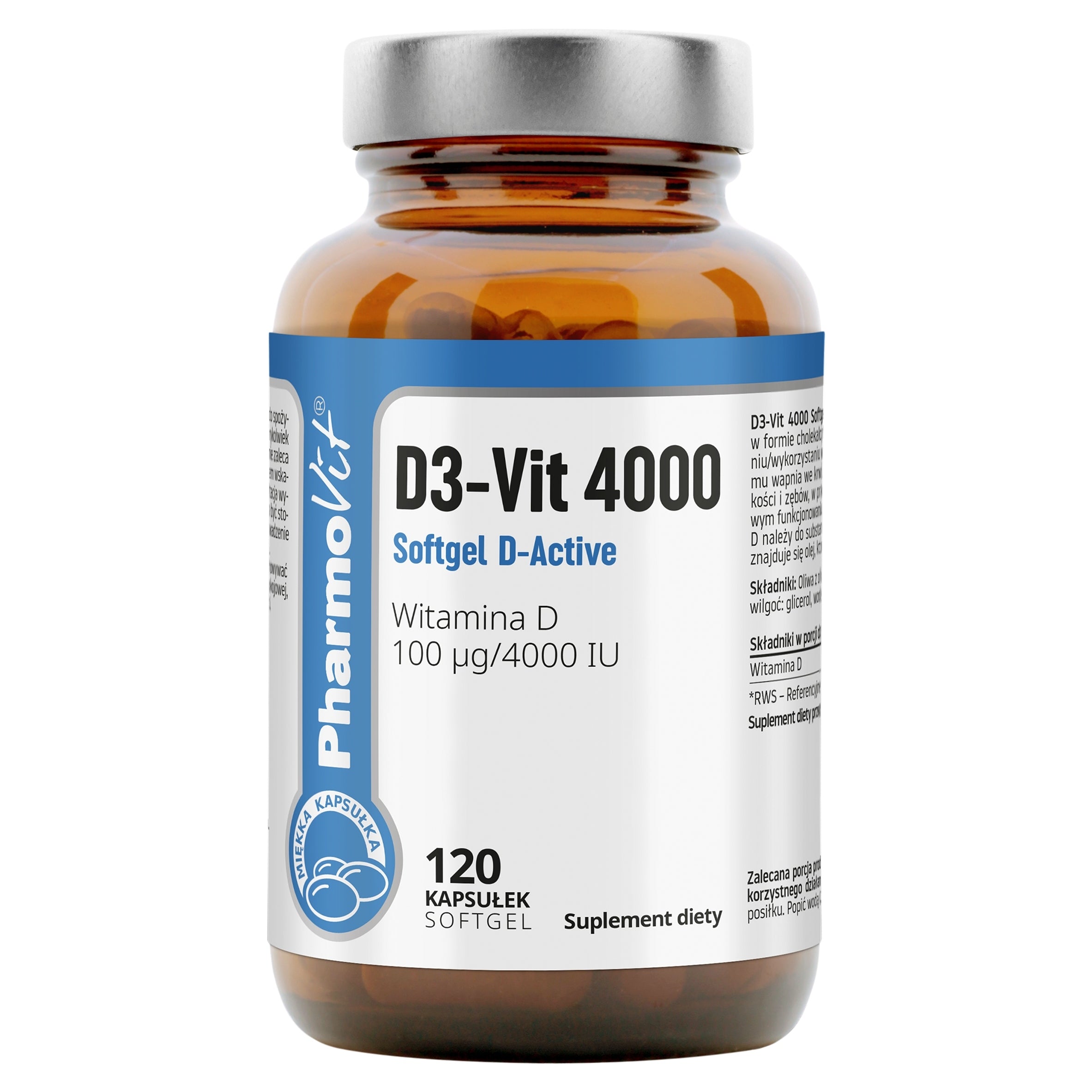 Pharmovit Vitamin D3 4000 IU 120 capsules Manufacturer code 5902811239783