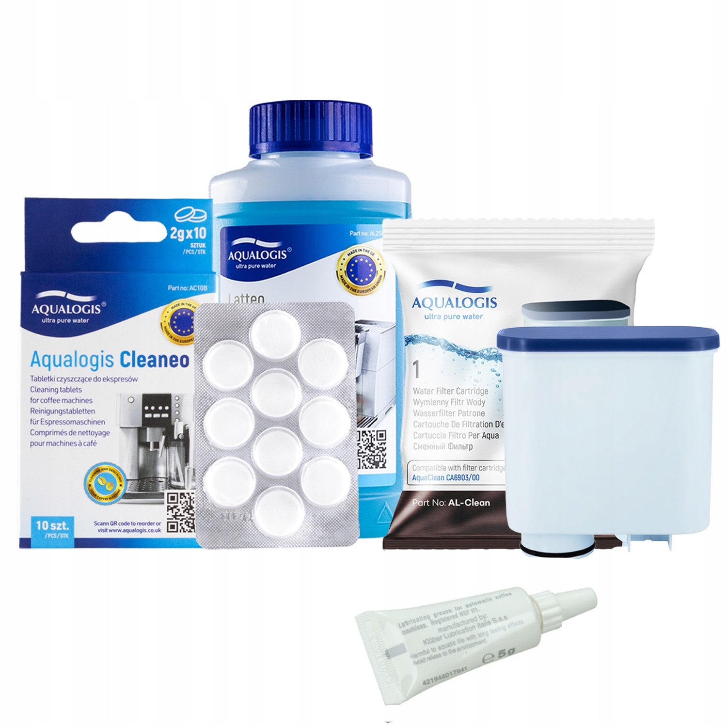 Philips AL-Clean Espresso Machine Filter + Grease + Cleaning Tablets + Latteo Liquid EAN (GTIN) 5906501101671