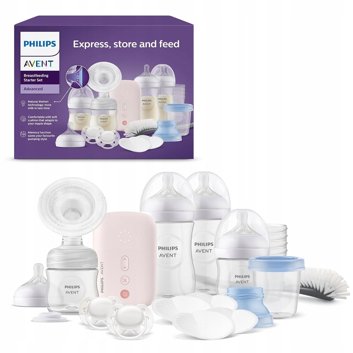 Philips Avent Breast Pump Natural Motion Set SCD340/31 Bottles Pacifier