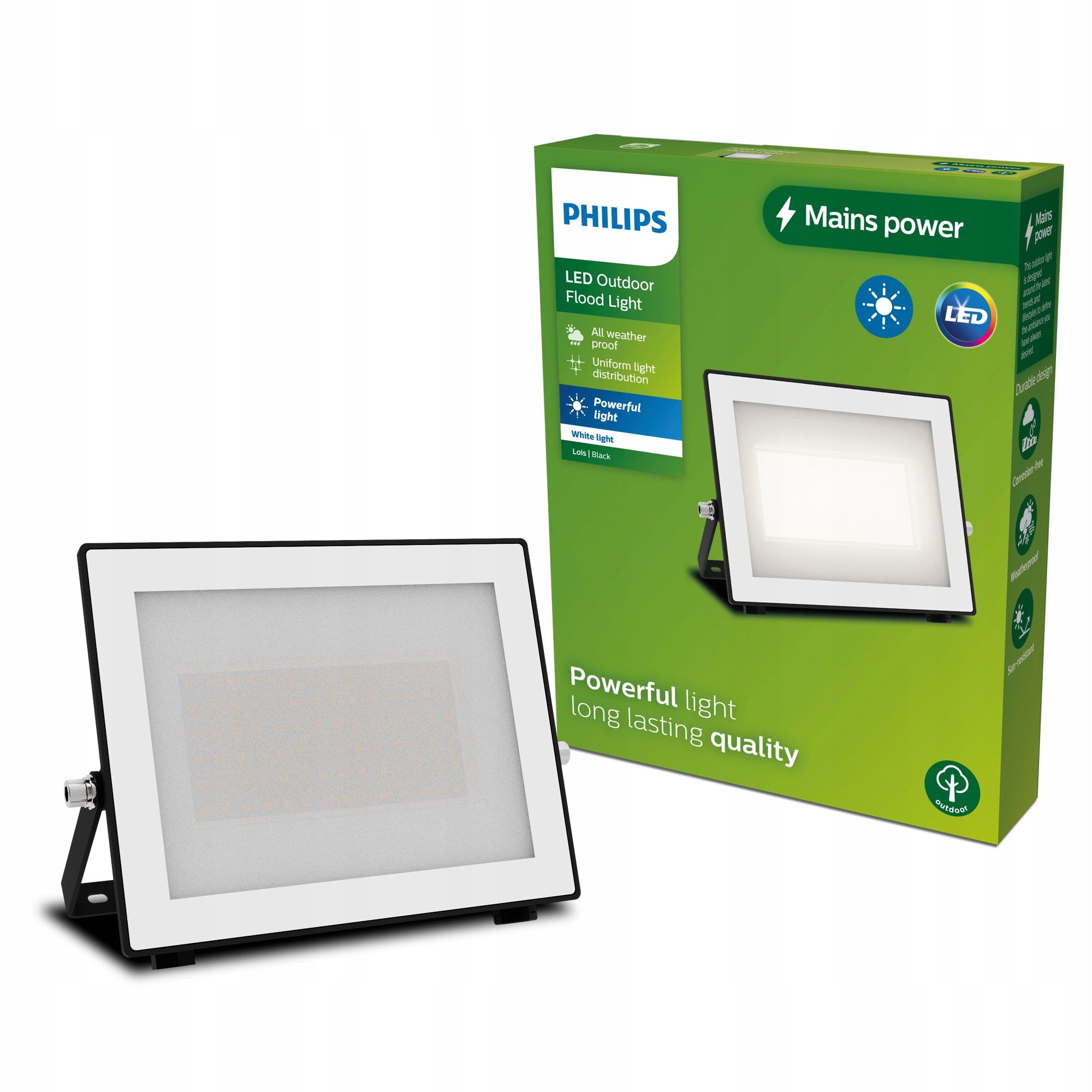 Philips Lois LED Floodlight 50W |5400lm |3000K |IP65 |Black Brand Philips