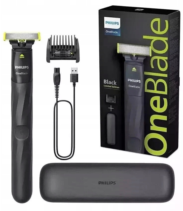 Philips QP1424/65 One Blade Black Shaver with Case and Adjustable Cap 5in1