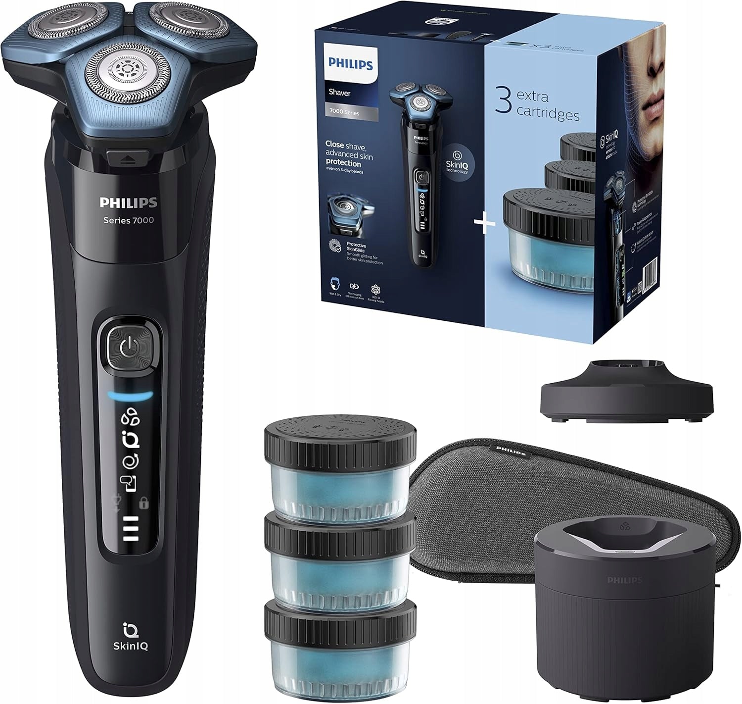 Philips Series 7000 SkinIQ rotary shaver black rechargeable 60 minutes