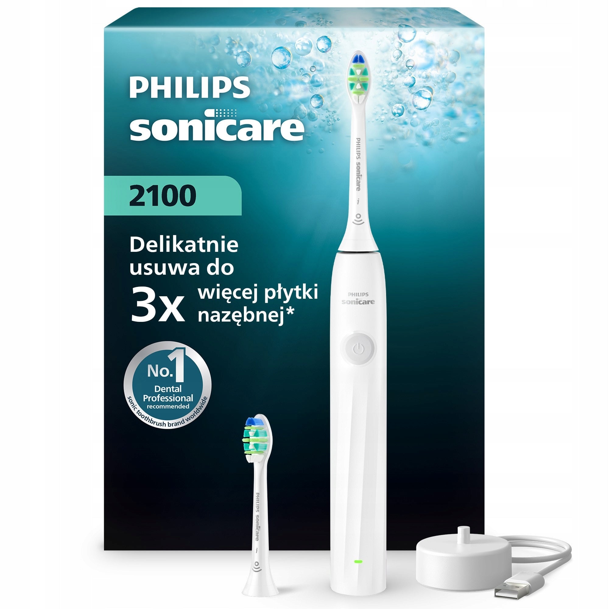Philips Sonicare 2100 sonic toothbrush white 2 tips HX4022/01