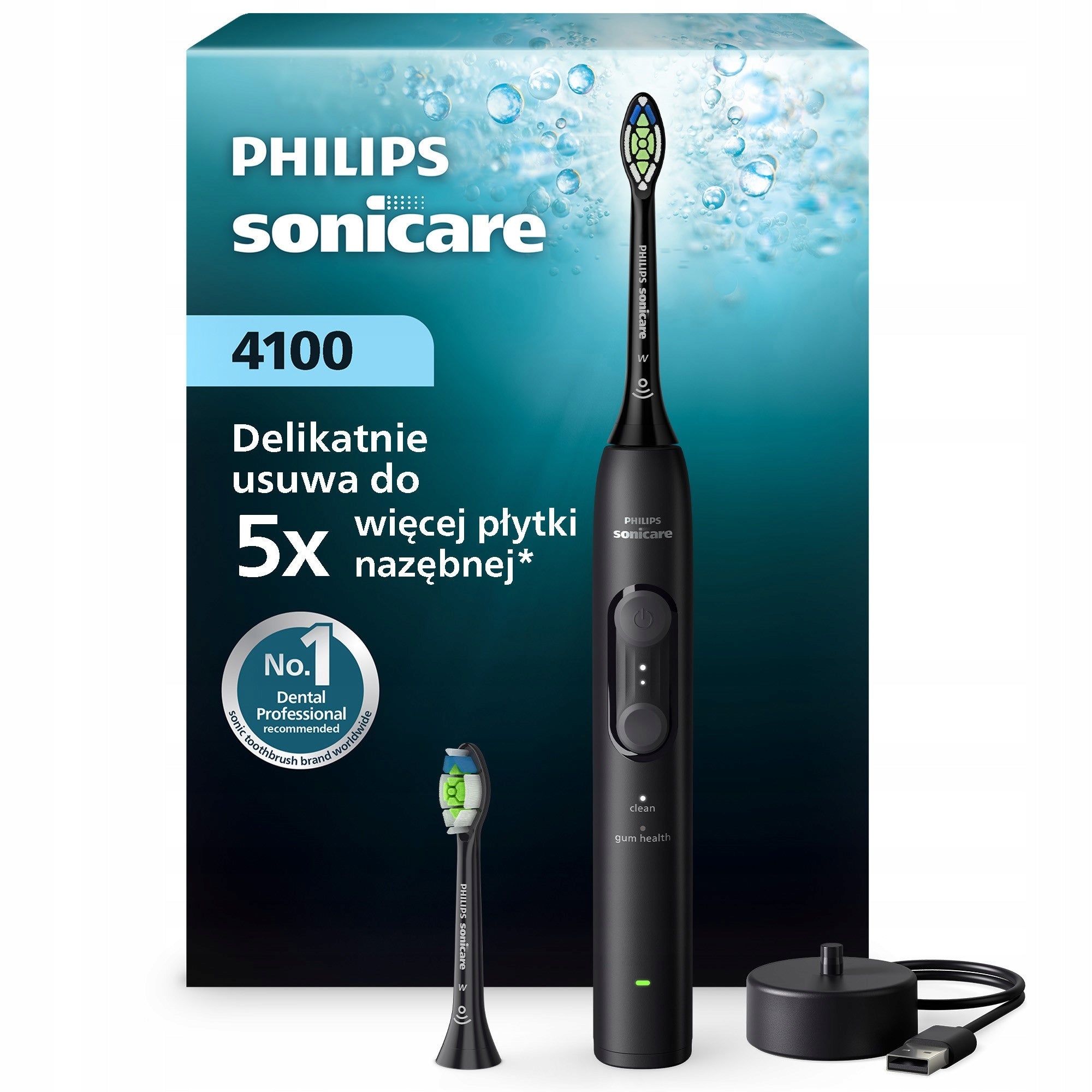 Philips Sonicare 4100 sonic toothbrush black 2 tips HX4042/52