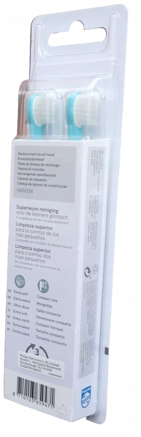 Philips Sonicare 4x Sonic Toothbrush Head Tips for Kids 3+ Manufacturer code HX6034/33