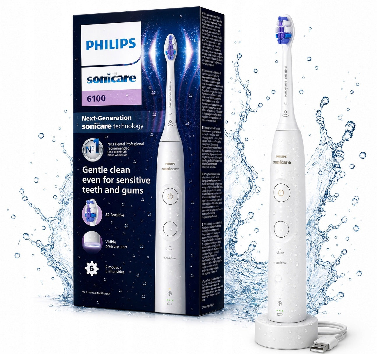 Philips Sonicare 6100 white sonic toothbrush