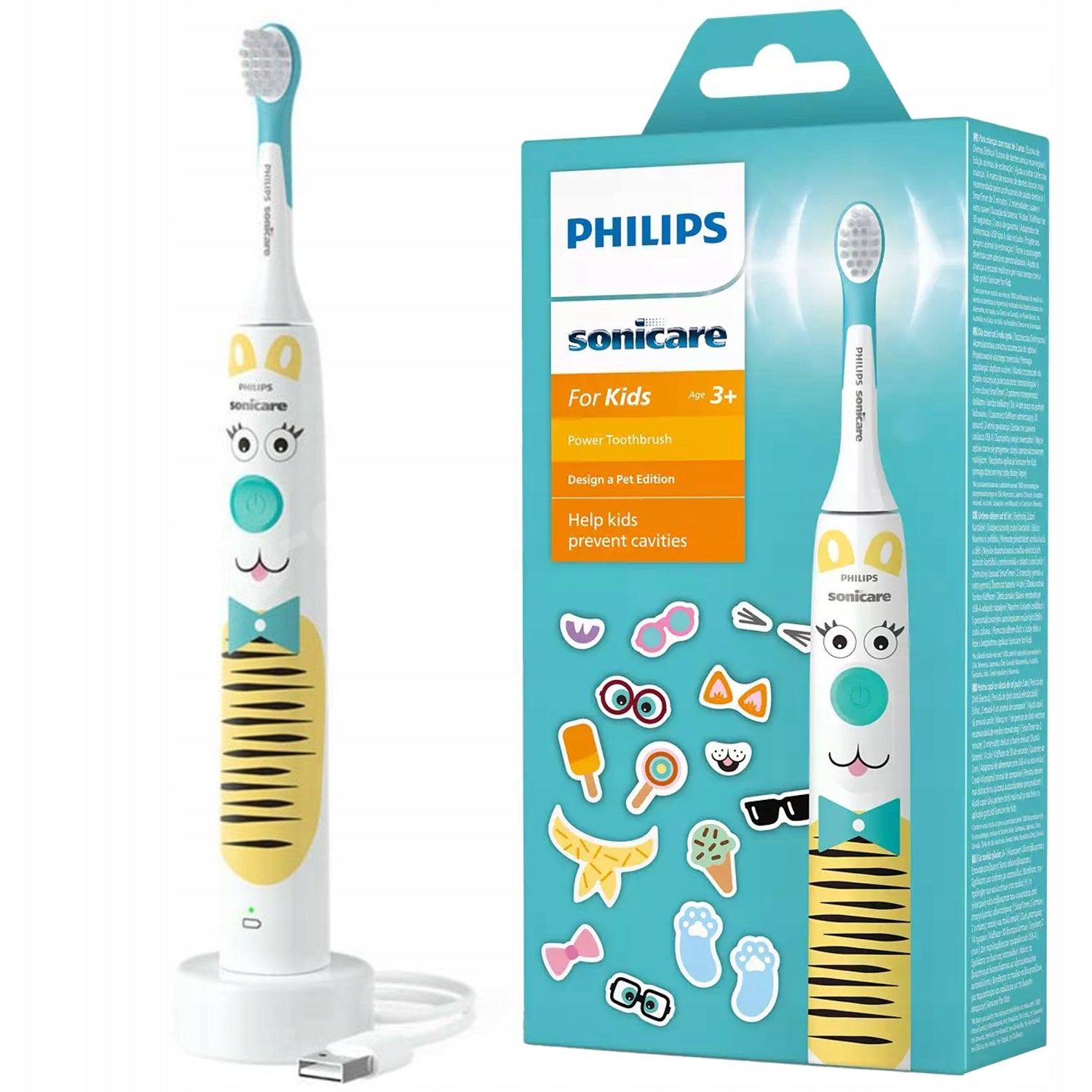 Philips Sonicare Kids Sonic Toothbrush for Kids 3+ Stickers HX3601/01