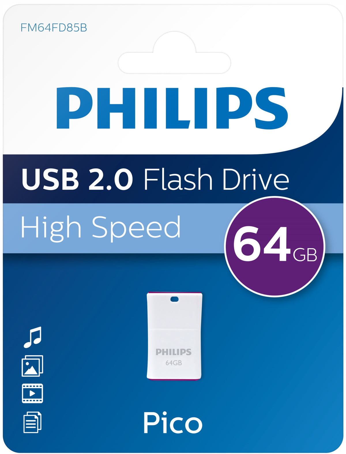 Philips USB 2.0 pendrive 64GB PICO Edition purple