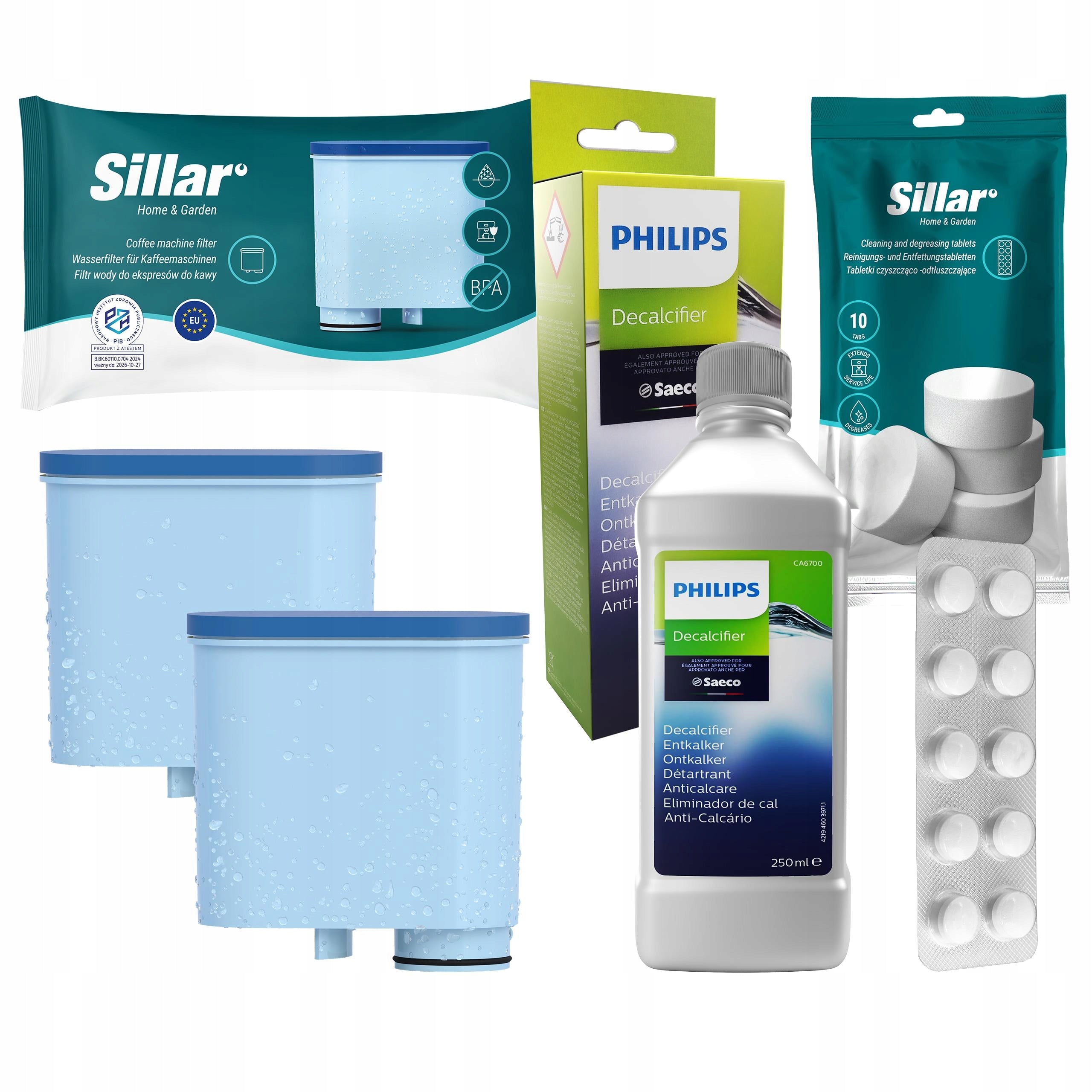 Philips descaler + 2x philips saeco filter + tablets 10 pcs