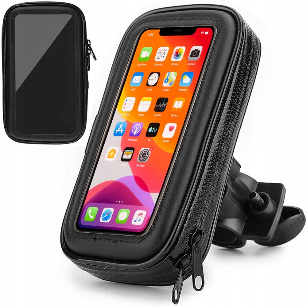Phone case holder for 6,5" bicycle handlebar with zip closure