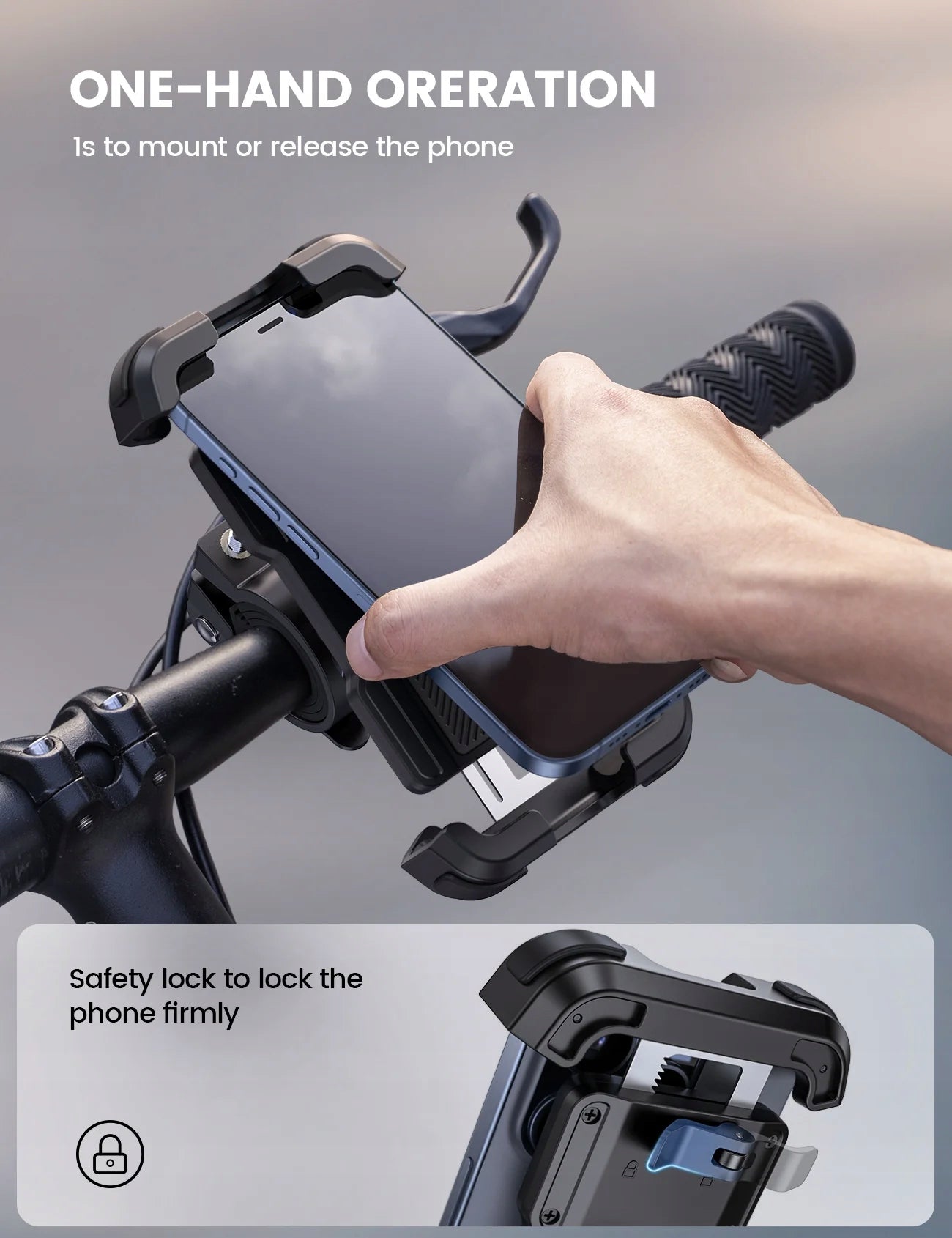 Phone holder for Motorcycle Bike with reinforced arm Lamicall BP03 Packaging status original