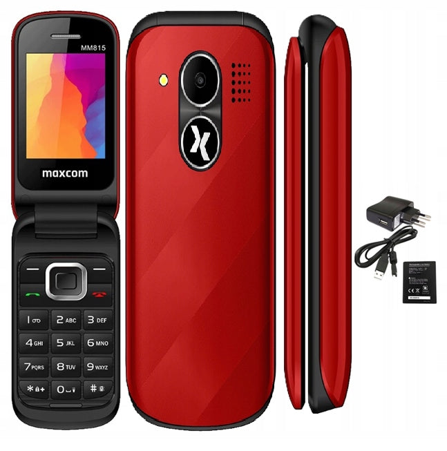 Phone with active flap for senior Maxcom MM815 red LARGE KEYS i. Headphones included no